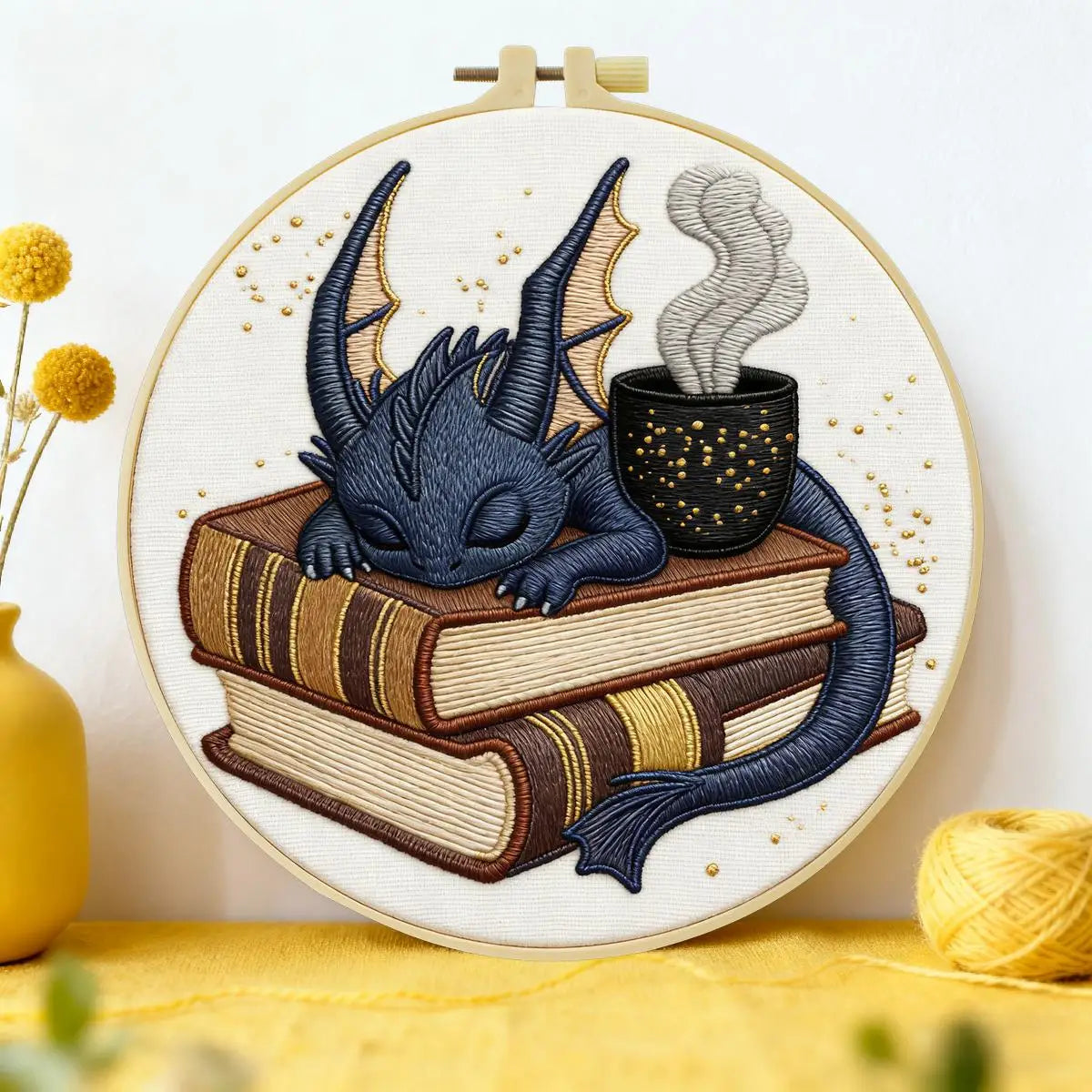 Library Dragon 20X20CM/15X15CM DIY Embroidery Kit for Beginners