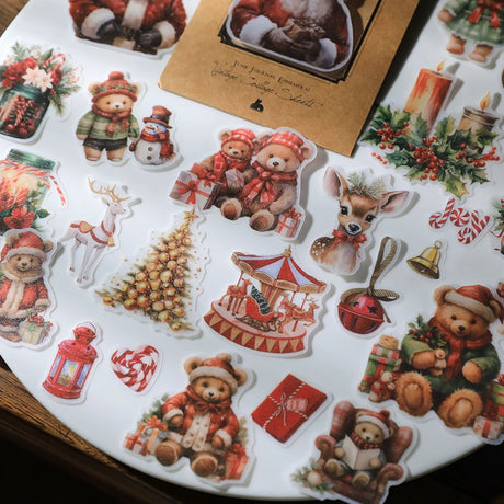 Vintage Christmas RUB ON Transfer Sticker Pack Junk Journal DIY Scrapbooking