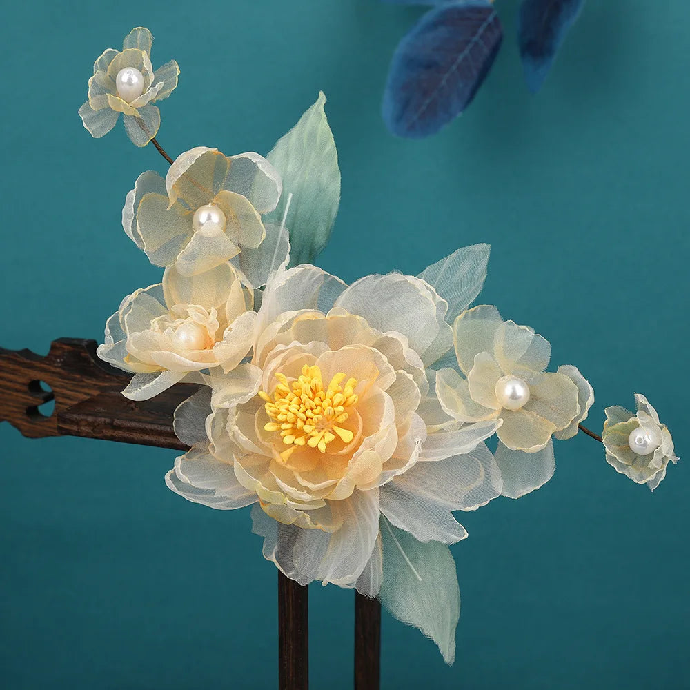 Silk Peony Hair Clip 1/2pcs Flower Hairpins Handmade Bridal Hair Accessories