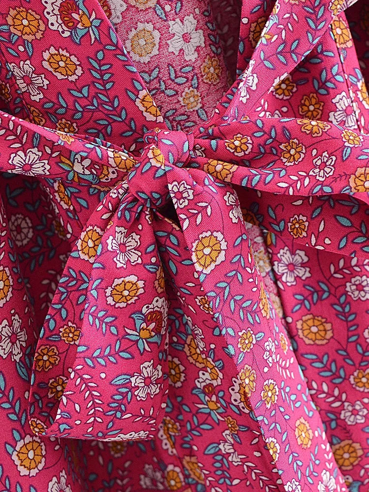 Charlie's Boho Floral Print Short Kimono Robe