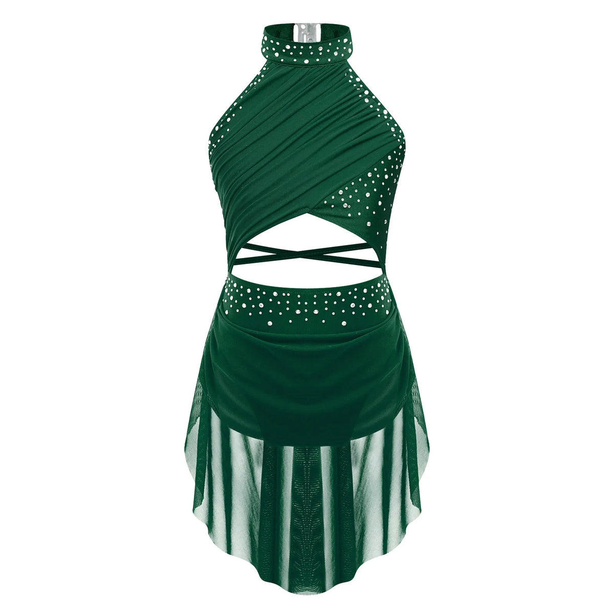 Girls Dance Performance Rhinestone Fringed Dress Figure Ice Skating Dancewear