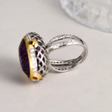 Lady of the Depths S925 Sterling Silver Ring Natural Amethyst Occidental Topaz Zircon