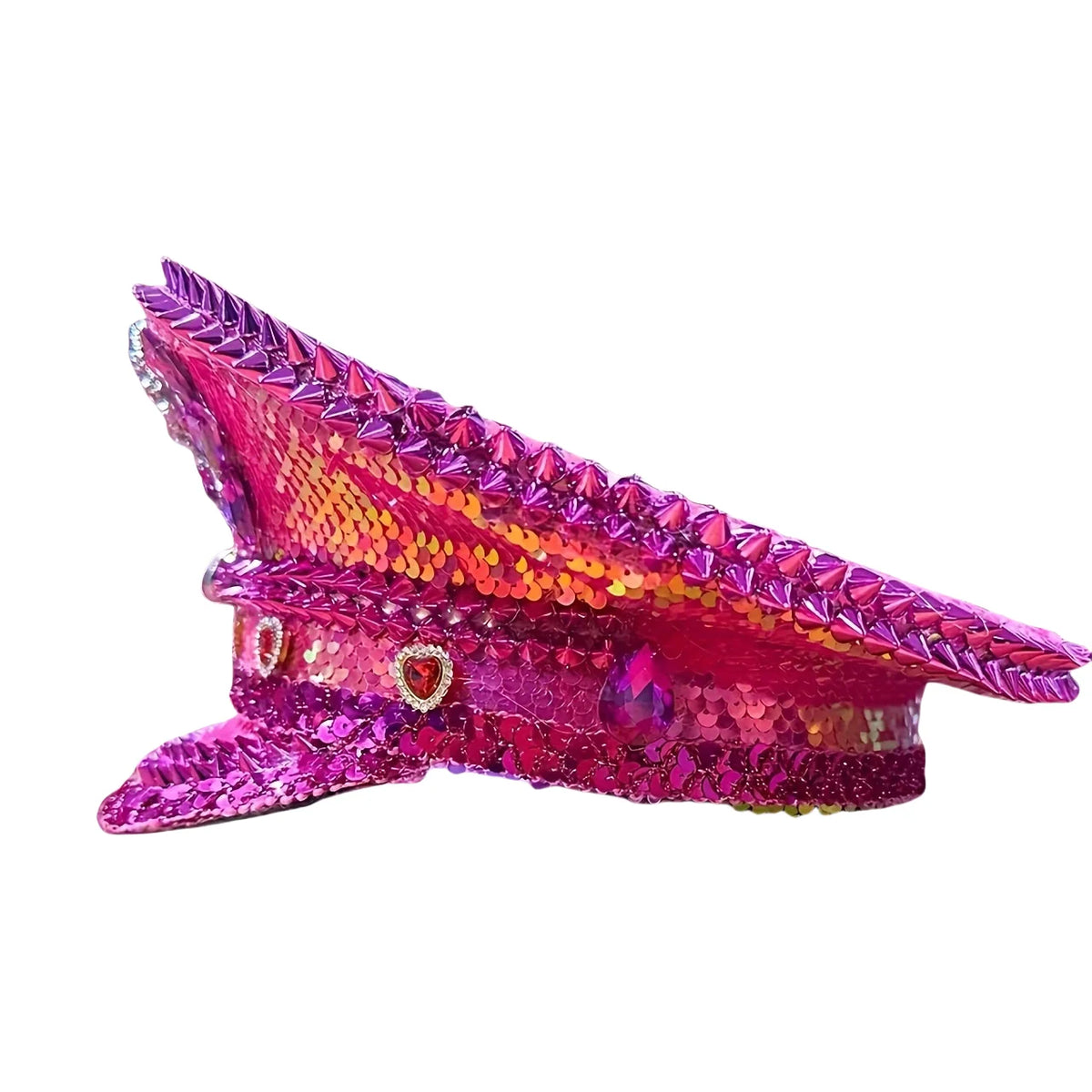 Fabulously Pink Rhinestone Festival Captain Hat Military Cap