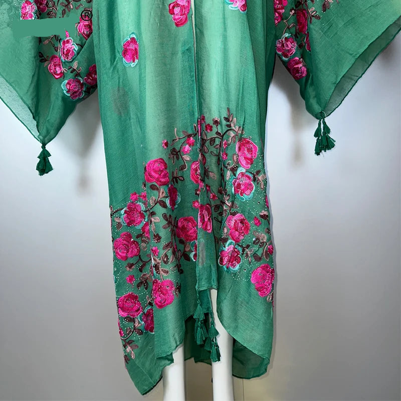 Rose's Embroidered Bohemian Cover Up Kimono