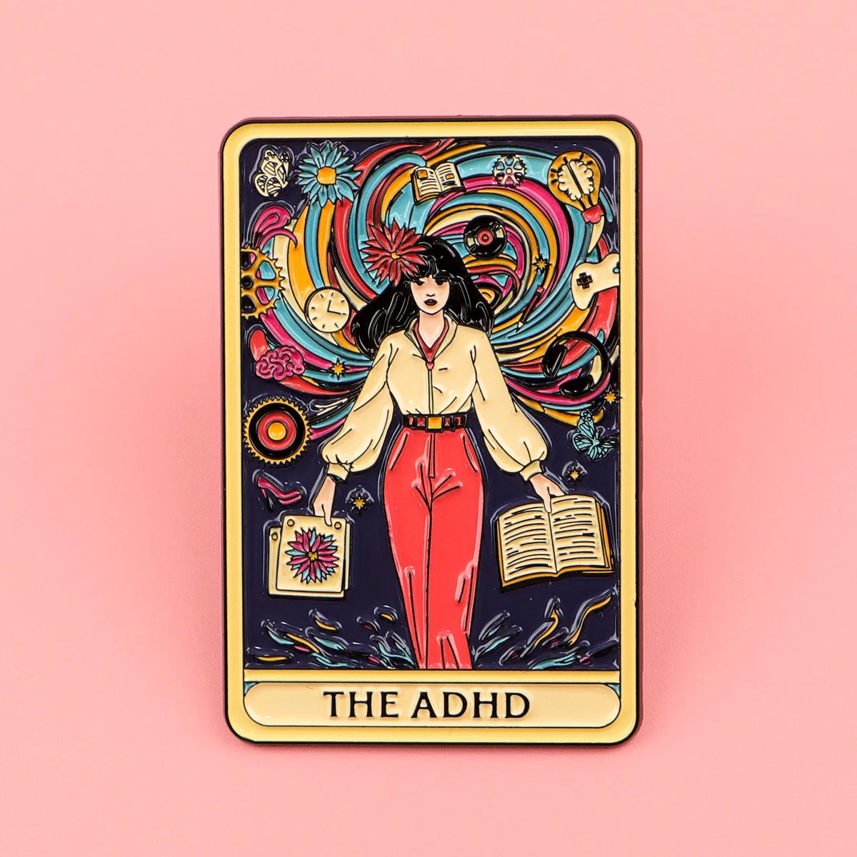 The ADHD Tarot Card Enamel Pin Brooches Badge Lapel Pin