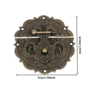 Round Metal Hasp with Floral Design Decorative Latch for Wooden DIY Projects