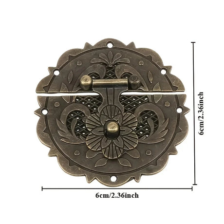Round Metal Hasp with Floral Design Decorative Latch for Wooden DIY Projects