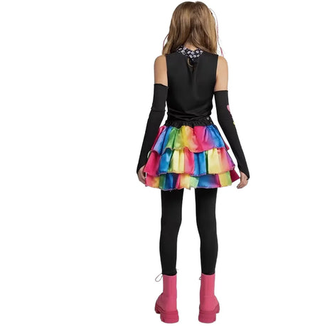 Neon Rainbow Skeleton Costume Tutu Dress Set Halloween Fancy Dress Day of The Dead Carnival Cosplay Party