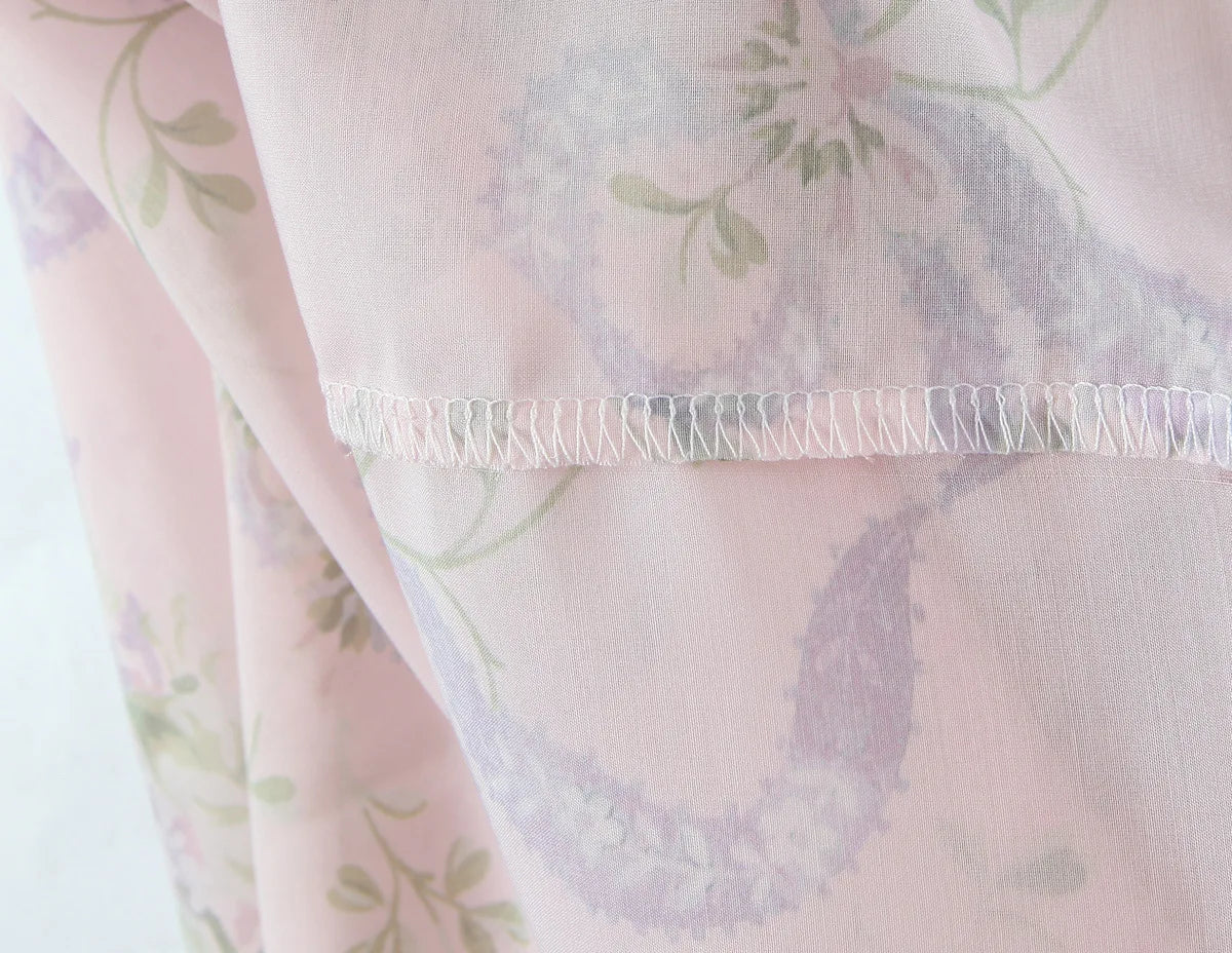 Ceony's Pink Floral Backless Halter Neck Dress