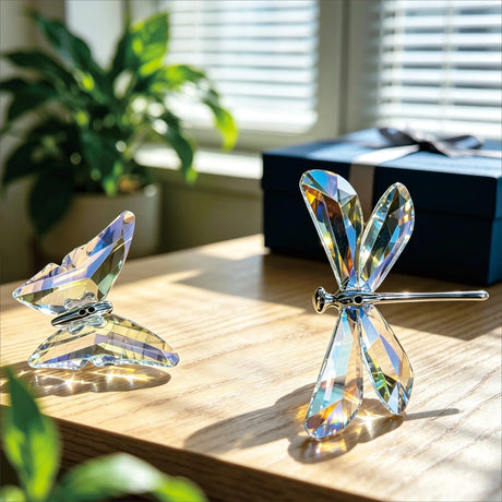 Rainbow Prism Butterfly & Dragonfly Figurine Glass Decor