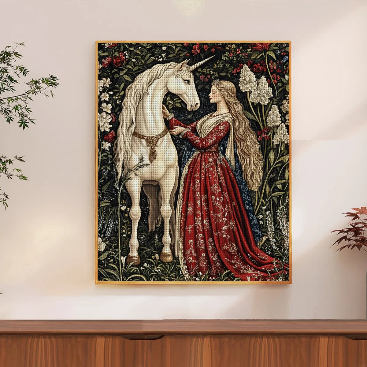 Maiden and Unicorn 40X50CM Stamped Cross Stitch DIY Kit 11CT/14CT