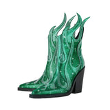 Flamin' Awesome Rhinestone Ankle Boots