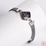 The Gate Keeper's S925 Sterling Silver Bracelet Amethyst Smoky Quartz Flat Woven-chain Jewellery