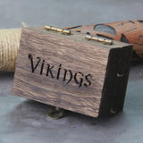 Viking V Tendrils Stainless Steel Huggie Hoop Earrings for Men with Wooden Box