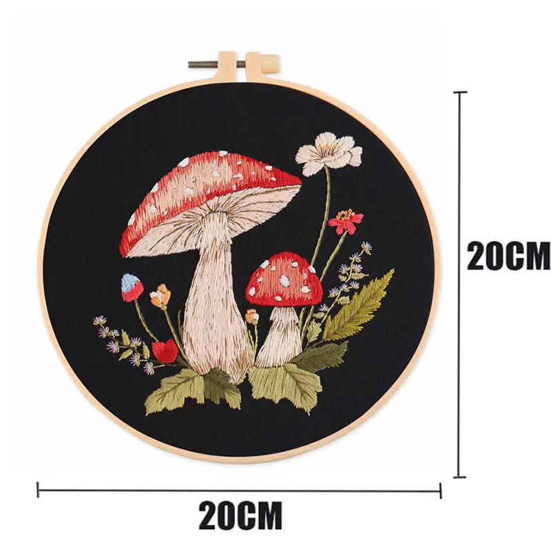 Mushroom Embroidery Kit DIY Needlecraft for Beginners