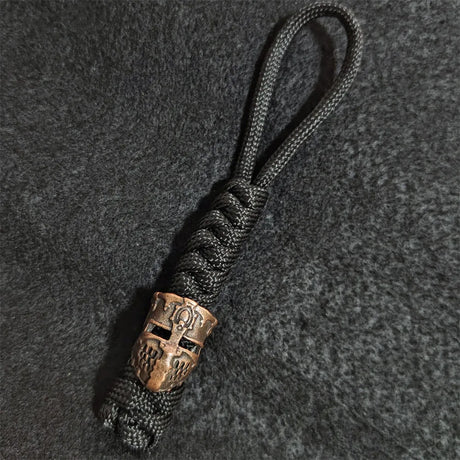 Brass Spartan Warrior Helmet Paracord Beads Lanyard Dreadlock Beard Bead