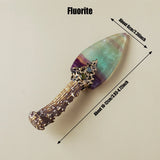 1PC Natural Coloured Fluorite Crystal Flame Carnelian Unbladed Stone Knife