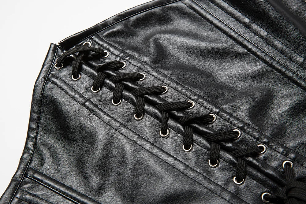 Vampira Draven's Lace-Up Steel Boned PU Corset