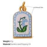 1pc Dopamine Charm Stainless Steel-plated 18K Gold Enamel Round Pendant Charms