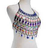 Gem Patchwork Festival Halter Tops Party Crop Top