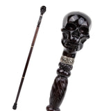 Black Skull Wooden Walking Stick Cosplay Sceptre Cane 93cm