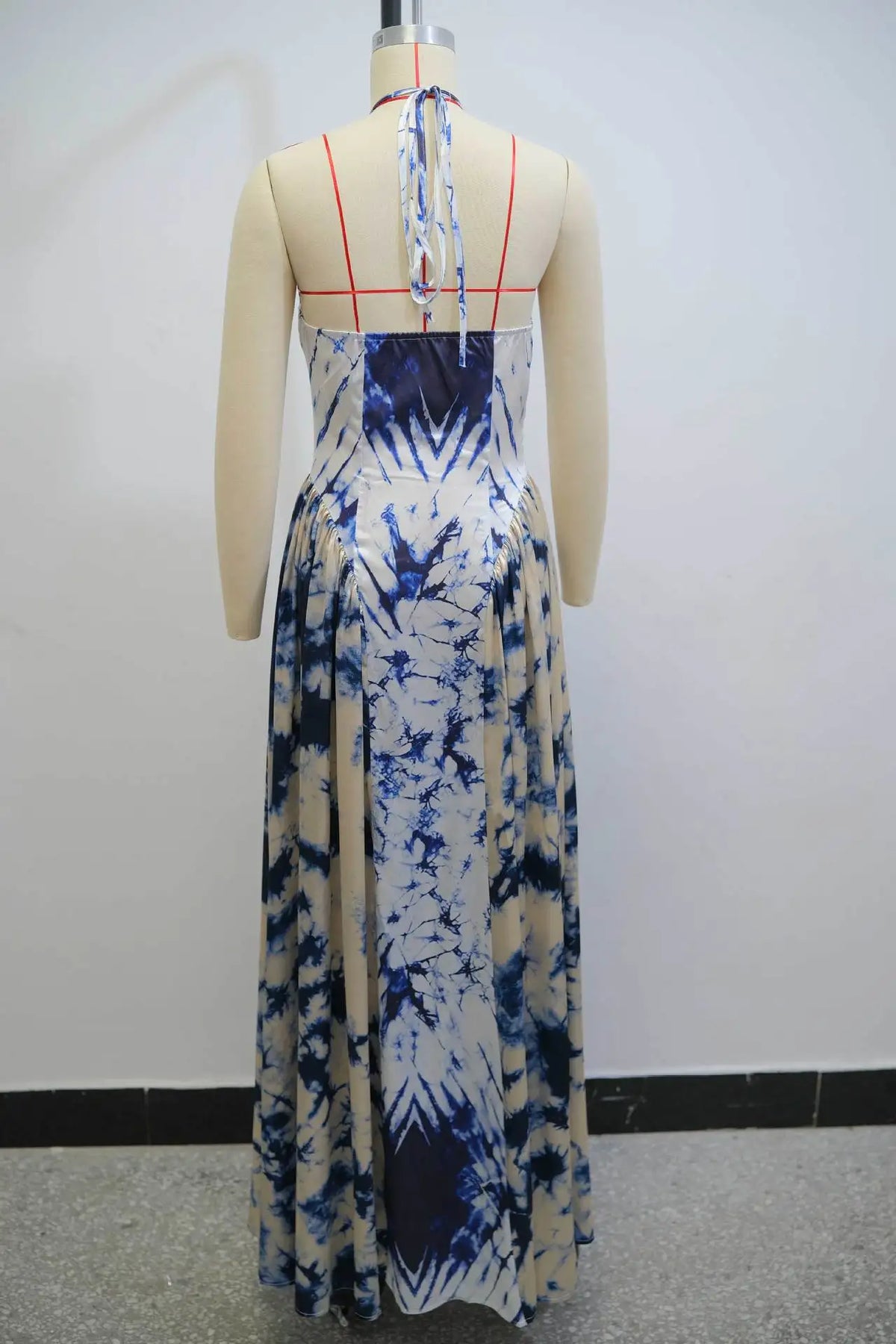 Makayla's Satin Floral Lace-up Backless Maxi Dresses