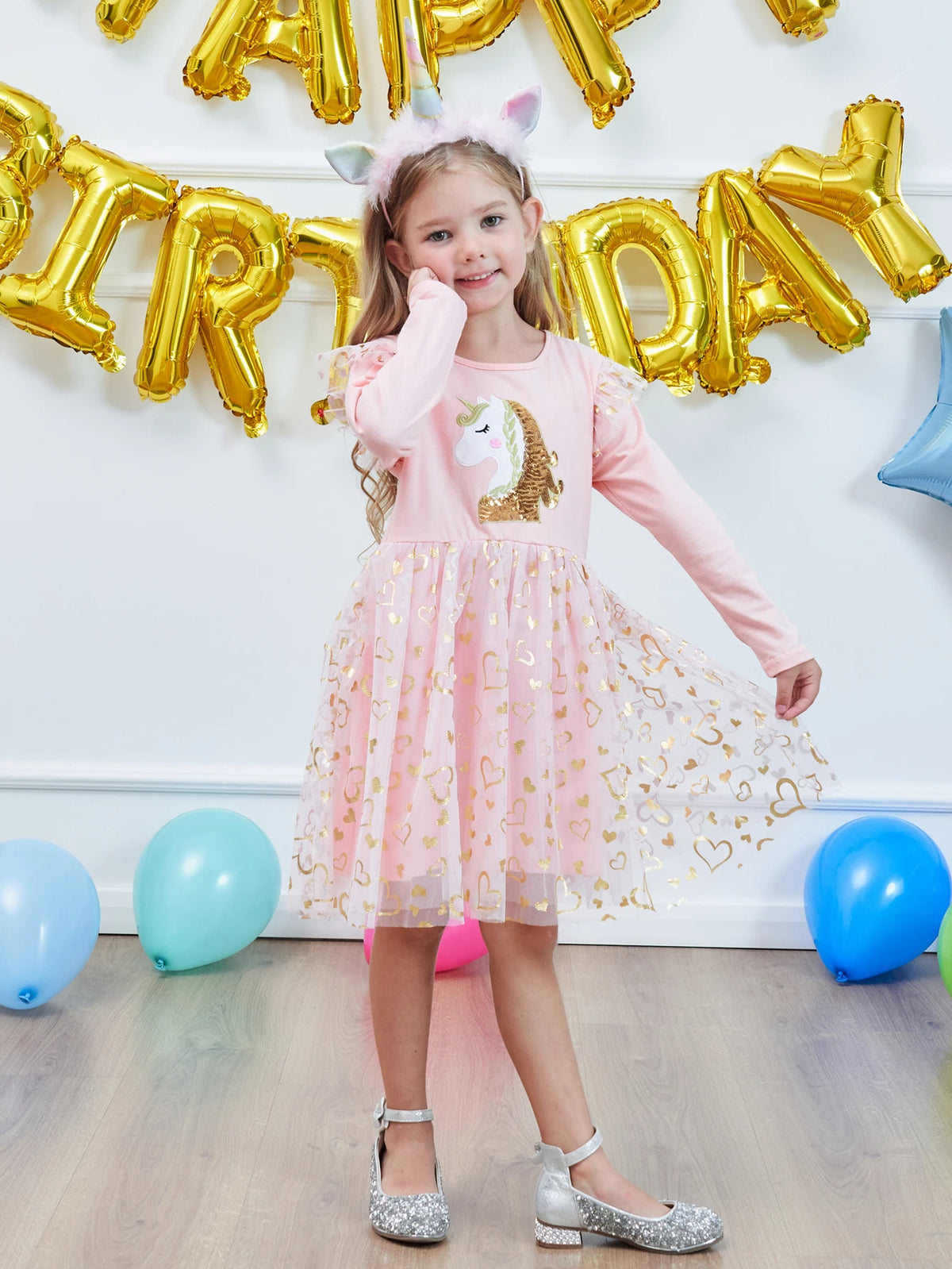Girls' Long Sleeve Unicorn Dresses