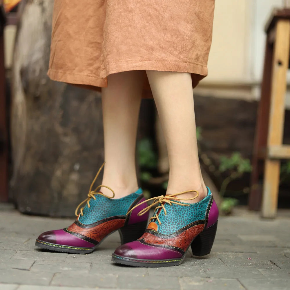 Sabina's Genuine Leather Pumps Colourfun Shoes