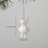 White Ceramic Christmas Tree Ornaments Snowman Reindeer Xmas Hanging Decor