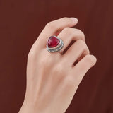 Intuitive Sage S925 Sterling Silver Ring Heart-shaped Corundum