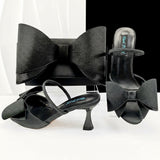Big Butterfly Bow Pointed Toe Heel Shoes and Matching Bag Set Wedding Party Pumps