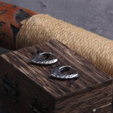 Viking V Tendrils Stainless Steel Huggie Hoop Earrings for Men with Wooden Box