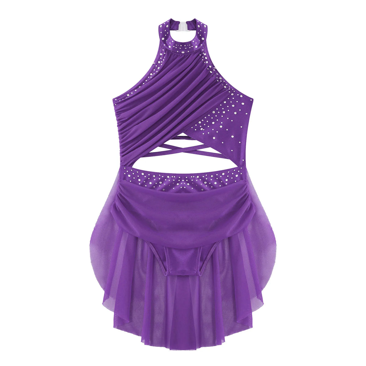Girls Dance Performance Rhinestone Fringed Dress Figure Ice Skating Dancewear