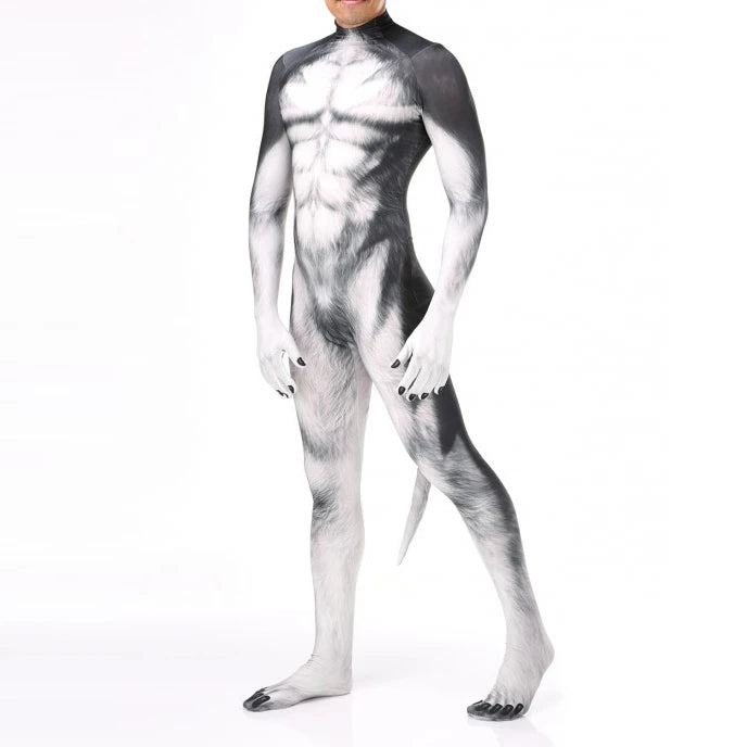 Animal Cosplay Carnival Costume Adults Bodysuit Unisex with Paws and Tail