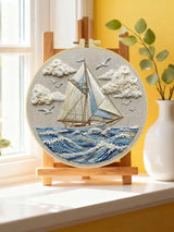 Waves and Sailboat 20X20CM/15X15CM DIY Embroidery Kit for Beginners