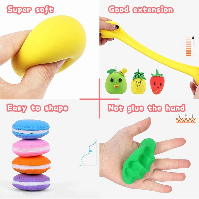 36 Colour Air Dry Polymer Modelling Clay With 3 Tools DIY Craft for Kids