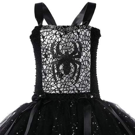 Sparkly Spider Witch Halloween Costumes Babies to Teens Tutu Dress, Hat and Broom