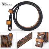 Genuine Leather Vintage Belt No Buckle Embossed Cowhide Strap Western Cowboy Belts