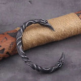 Stainless Steel Nordic Viking Norse Raven Cuff Bangle Mens Gift with Wooden Box