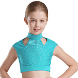 Girls Dance Crop Tops Figure Skating Modern Dance Gymnastics Stage Performance