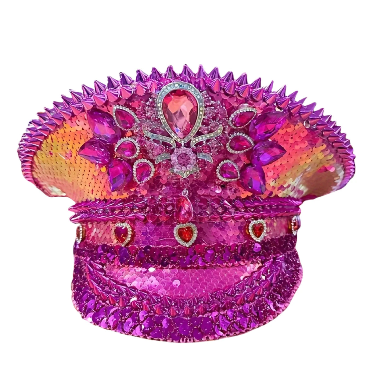 Fabulously Pink Rhinestone Festival Captain Hat Military Cap