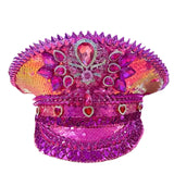 Fabulously Pink Rhinestone Festival Captain Hat Military Cap