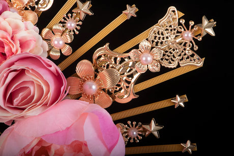 Pink Rose Pearls Sun Crown Headpiece Gothic Goddess Halo Headband
