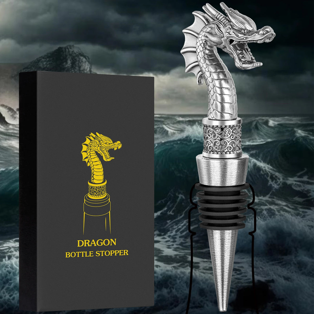 2-in-1 Dragon Head Wine Stopper and Bottle Opener Home Bar Bottle Saver Gift Idea