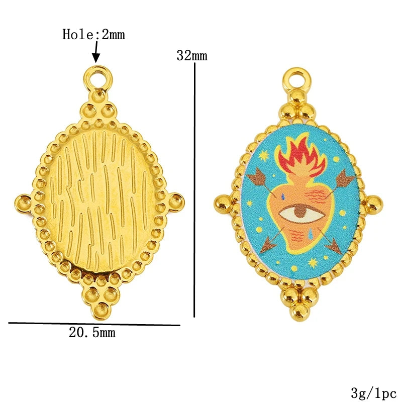Three Enamel Little Bear Love Charms Stainless Steel Pendants for DIY Bracelets Jewellery Earrings Making