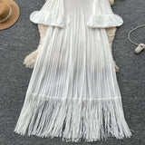 Petal Sleeves Pleated Tassel Dress Eight Colours