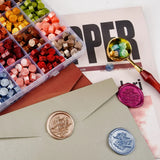 624pcs Metallic Assorted Colour Wax Seal Beads Kit 1 wooden spoon 10pcs Candles set - 24 Colours Sealing Wax Beads