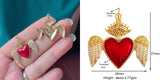 Red and Gold Sacred Heart Charms 18K Gold Plated for Jewellery Making