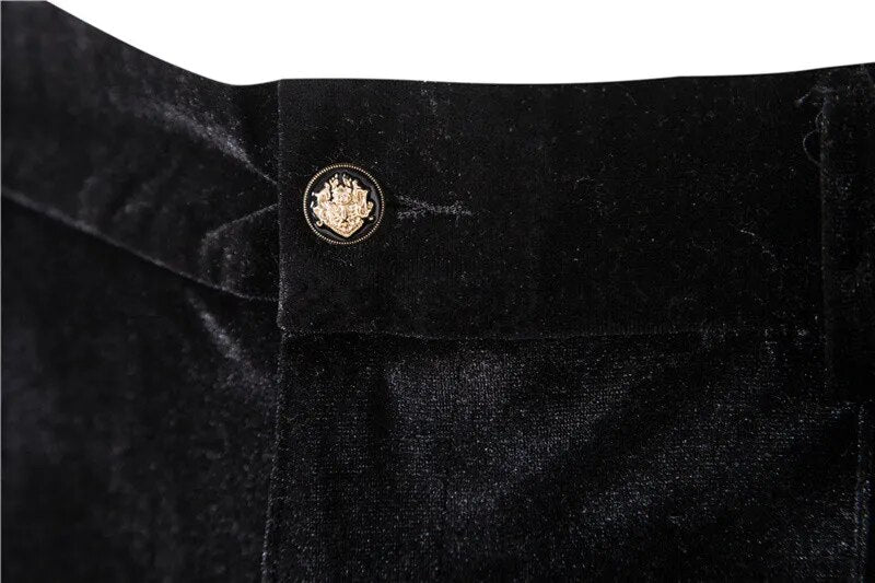 Plush Velvet Suit Two-piece Mens Party Suits Double Breasted Tuxedo Blazers & Pants