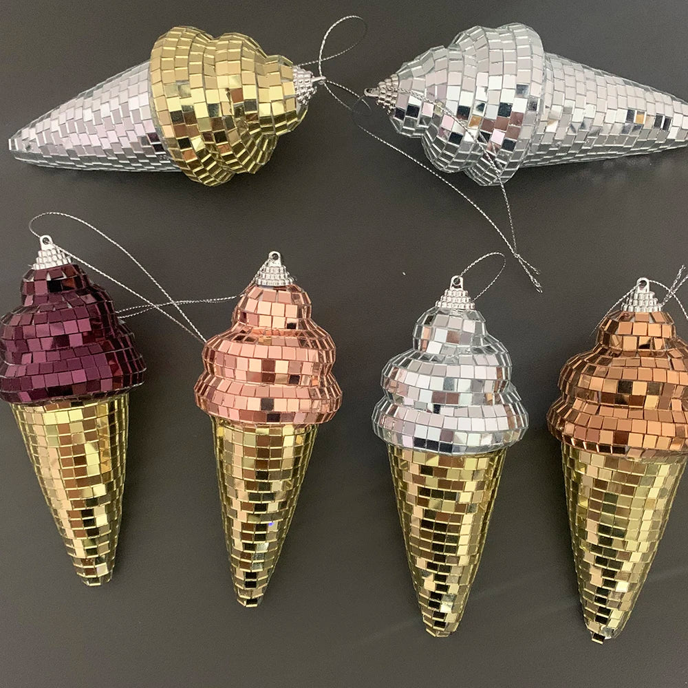 Hanging Disco Ice Cream Cone Mirror Ball Room Decor